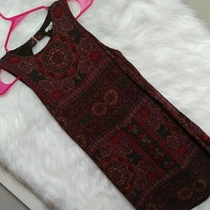 ECOTE Lined Print Cut Out Back Tunic Top